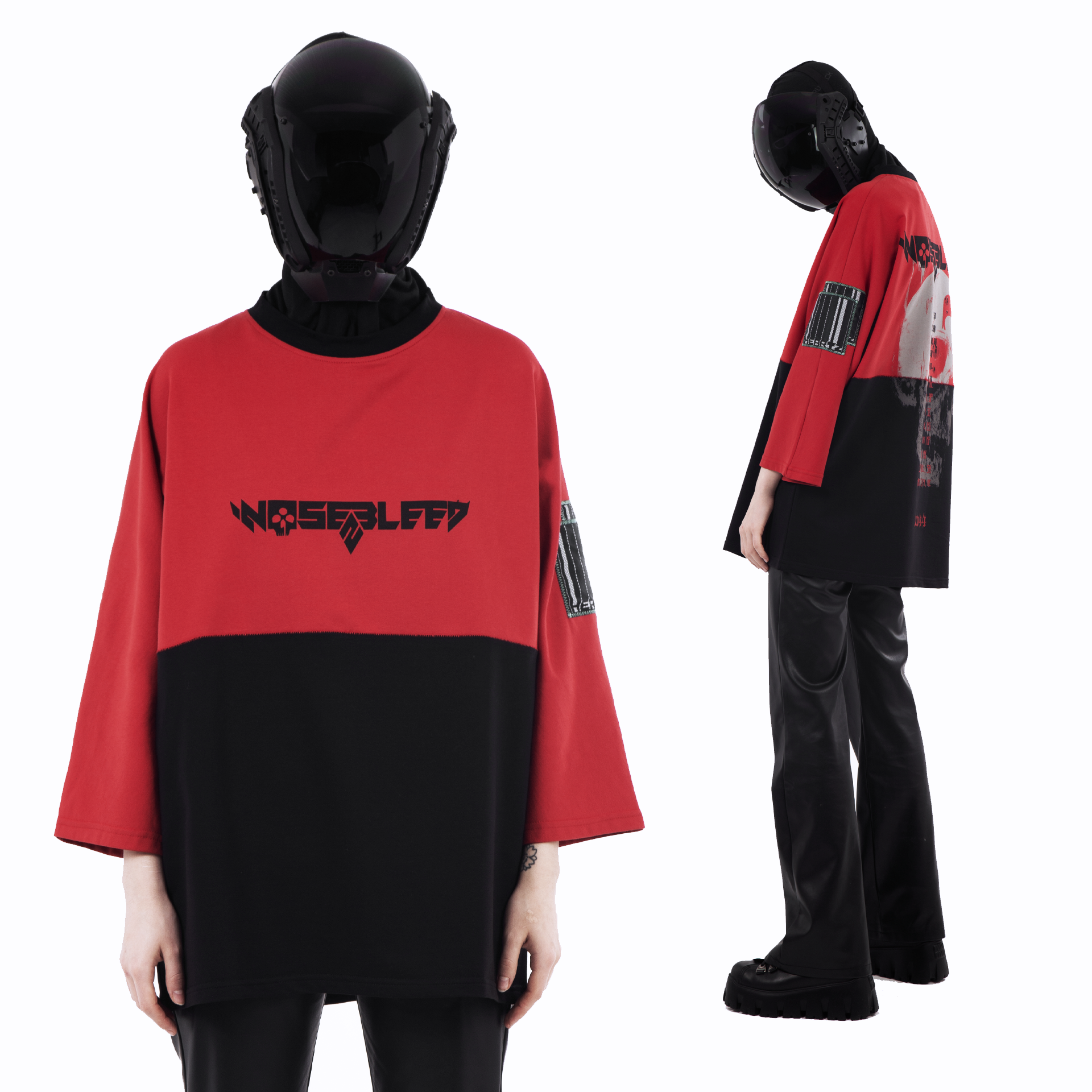 «SELF-HOMMAGE» RED DECONSTRUCTED 3/4 T-SHIRT