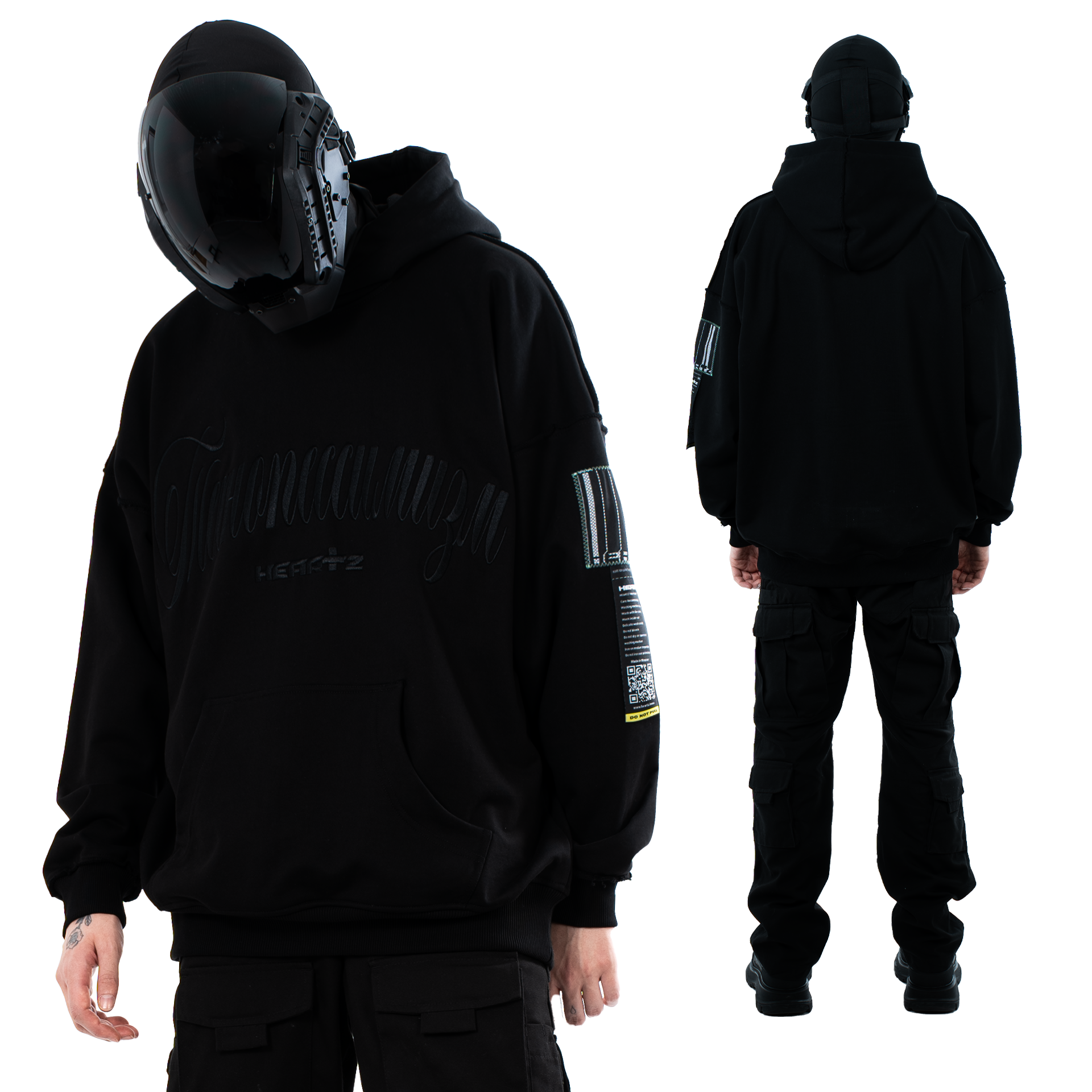 «Технопессимизм» Heavycotton Embroided Blackout Hoodie