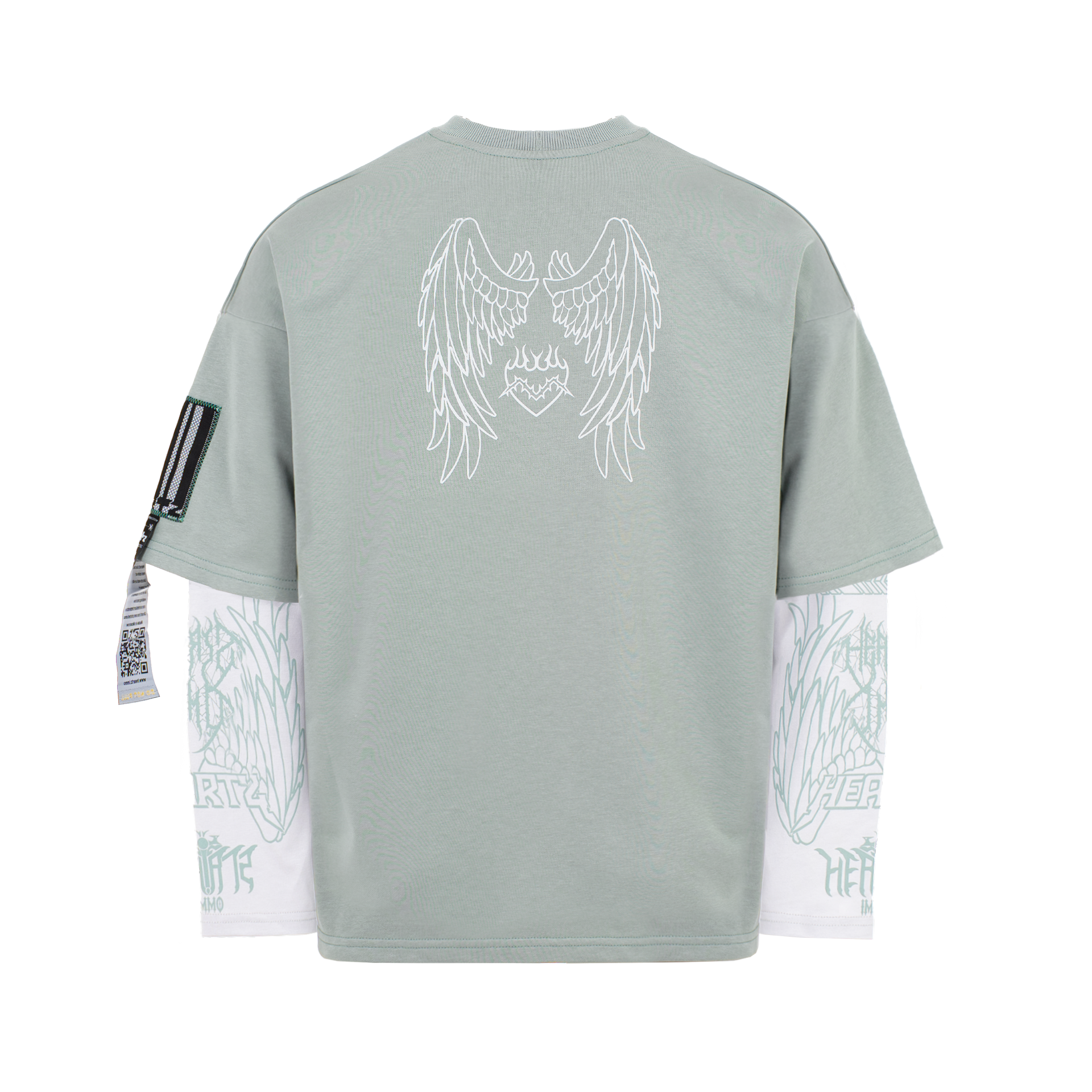 «Courage & Fortitude» Light-Green Layered Kimono Longsleeve