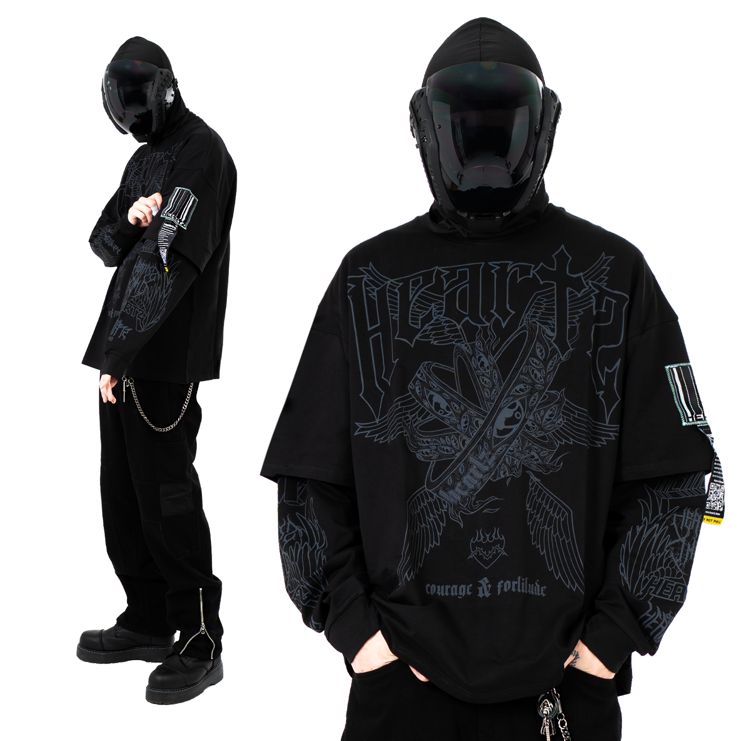 «Courage & Fortitude» Blackout Layered Kimono Longsleeve