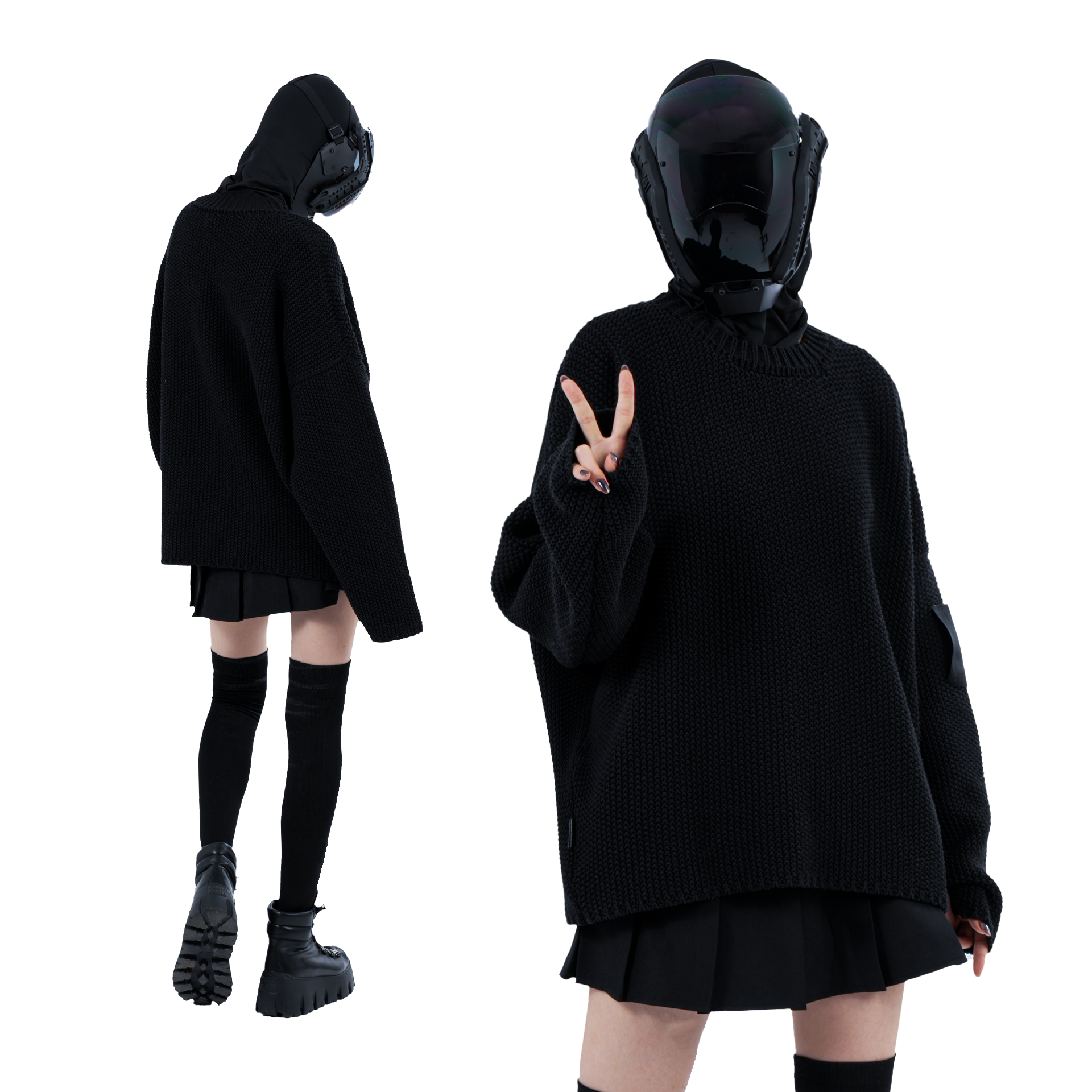 «Blackout» Heavyweight Cropped Knitted Sweater