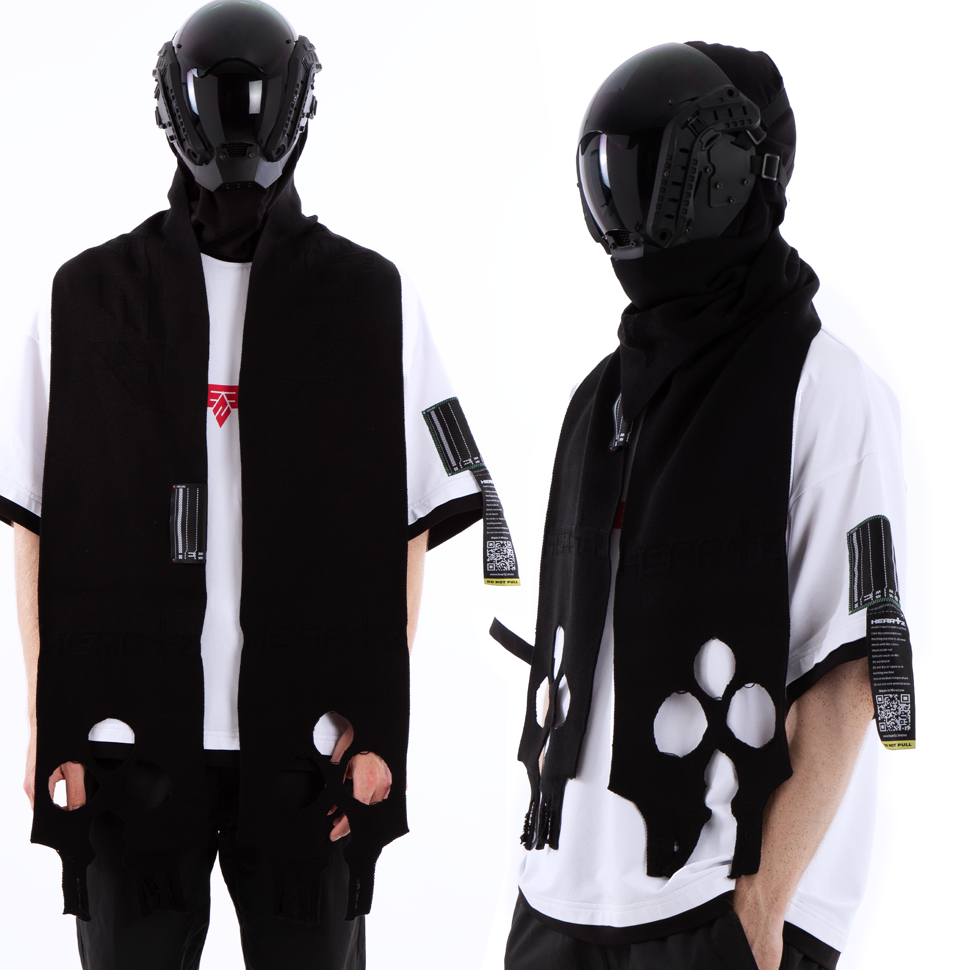 «NOSEBLEED TWO» BLACK DISTRESSED LOGO SCARF
