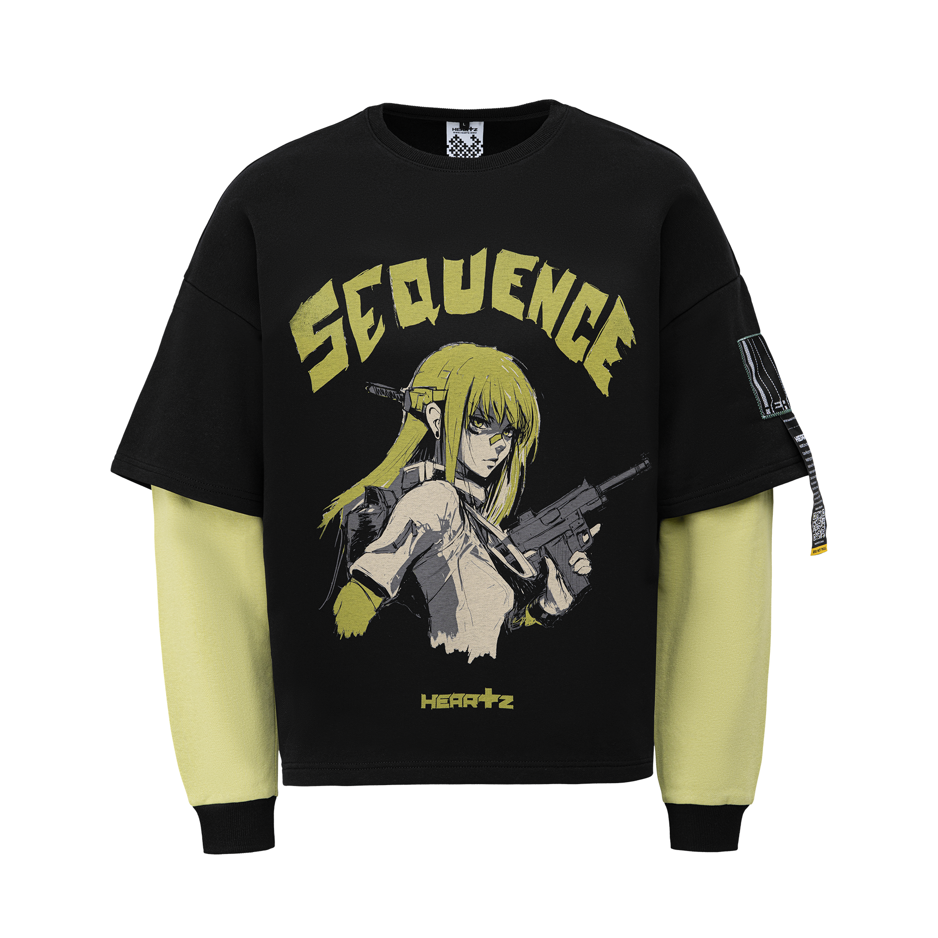 «Sequence» V1.1 Black/Sage Color-Block Kimono Longsleeve