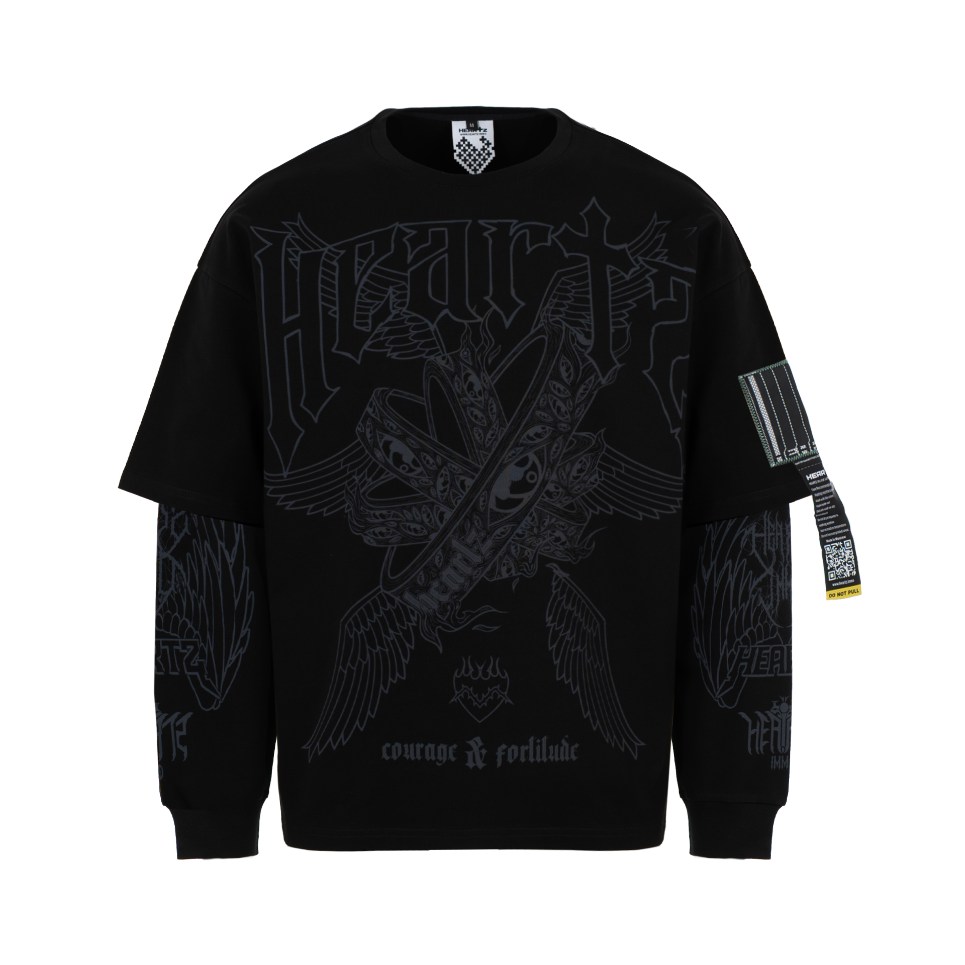 «Courage & Fortitude» Blackout Layered Kimono Longsleeve