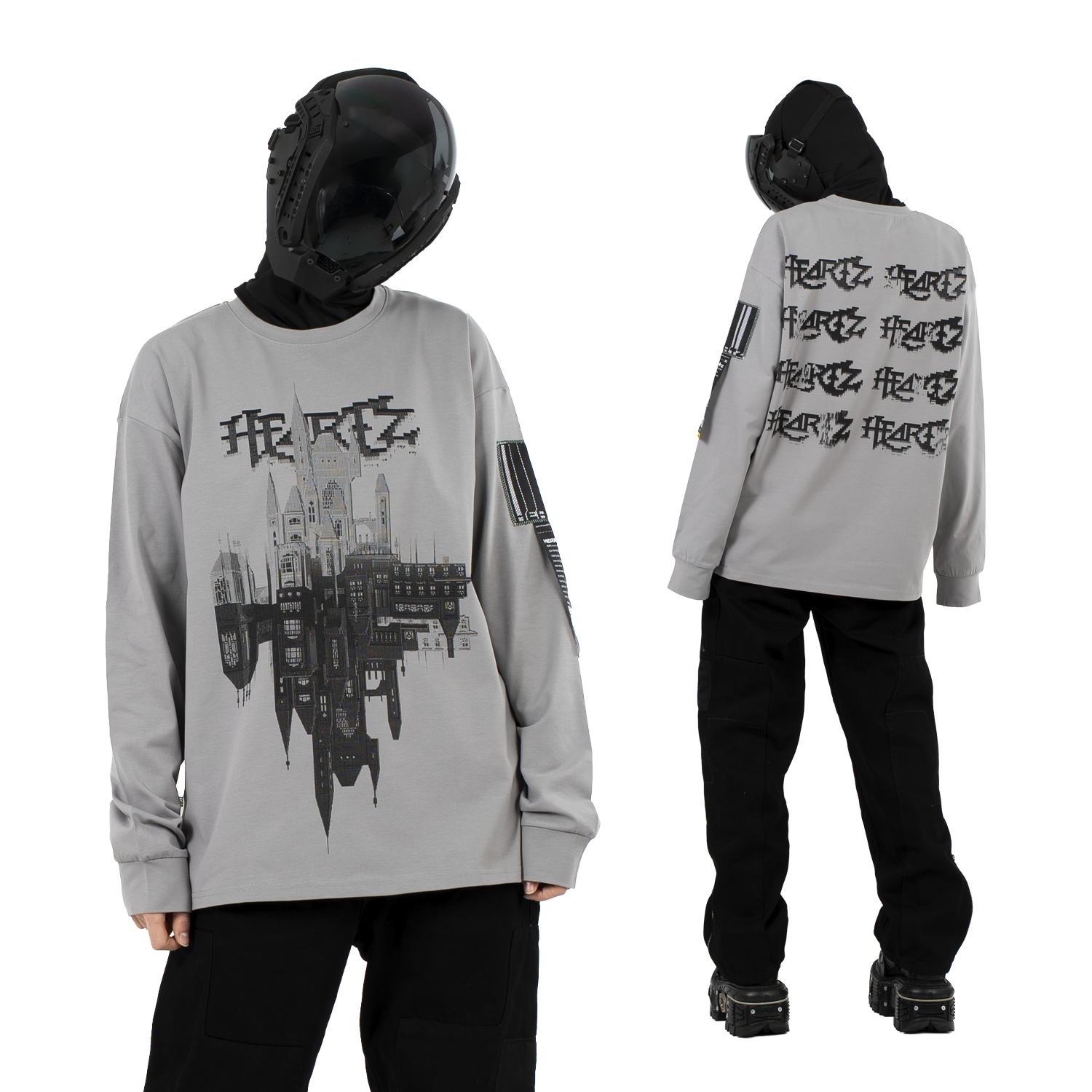 «The Castle» Logo Grey Boxy Longsleeve