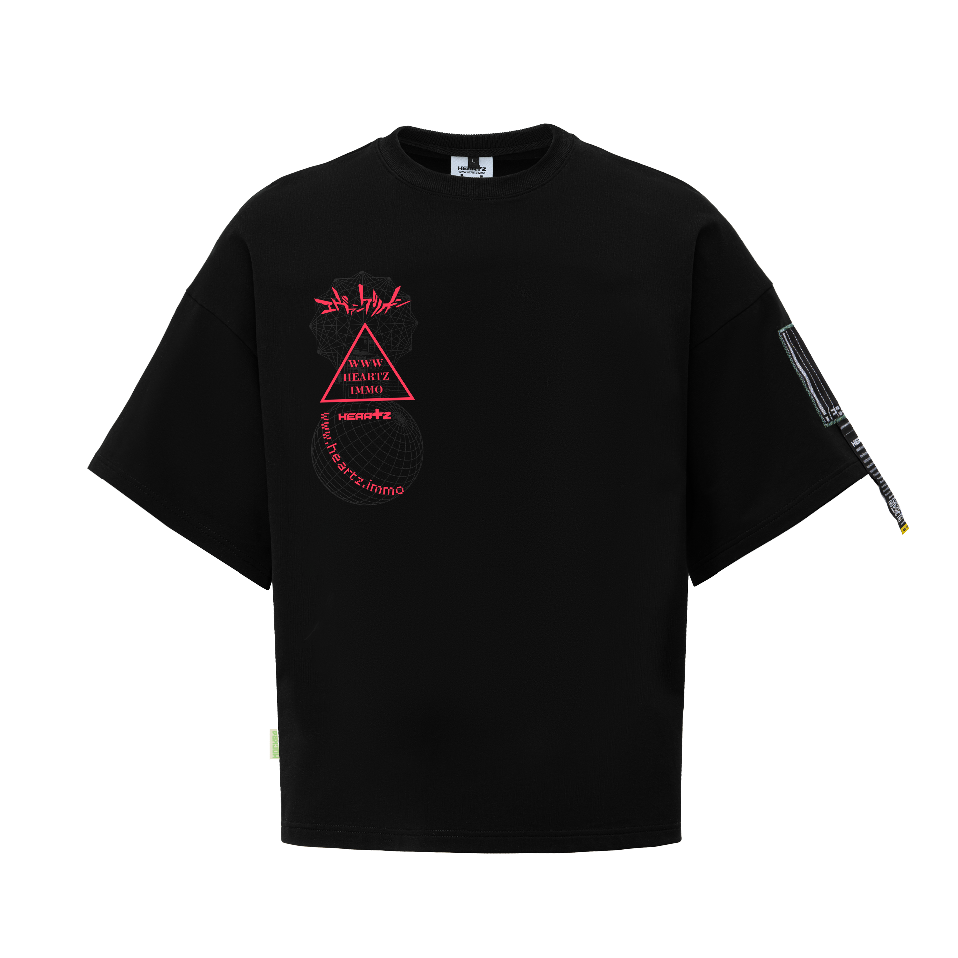 «THE DYSTOPIAN LOGOMANIA» BLACK KIMONO T-SHIRT