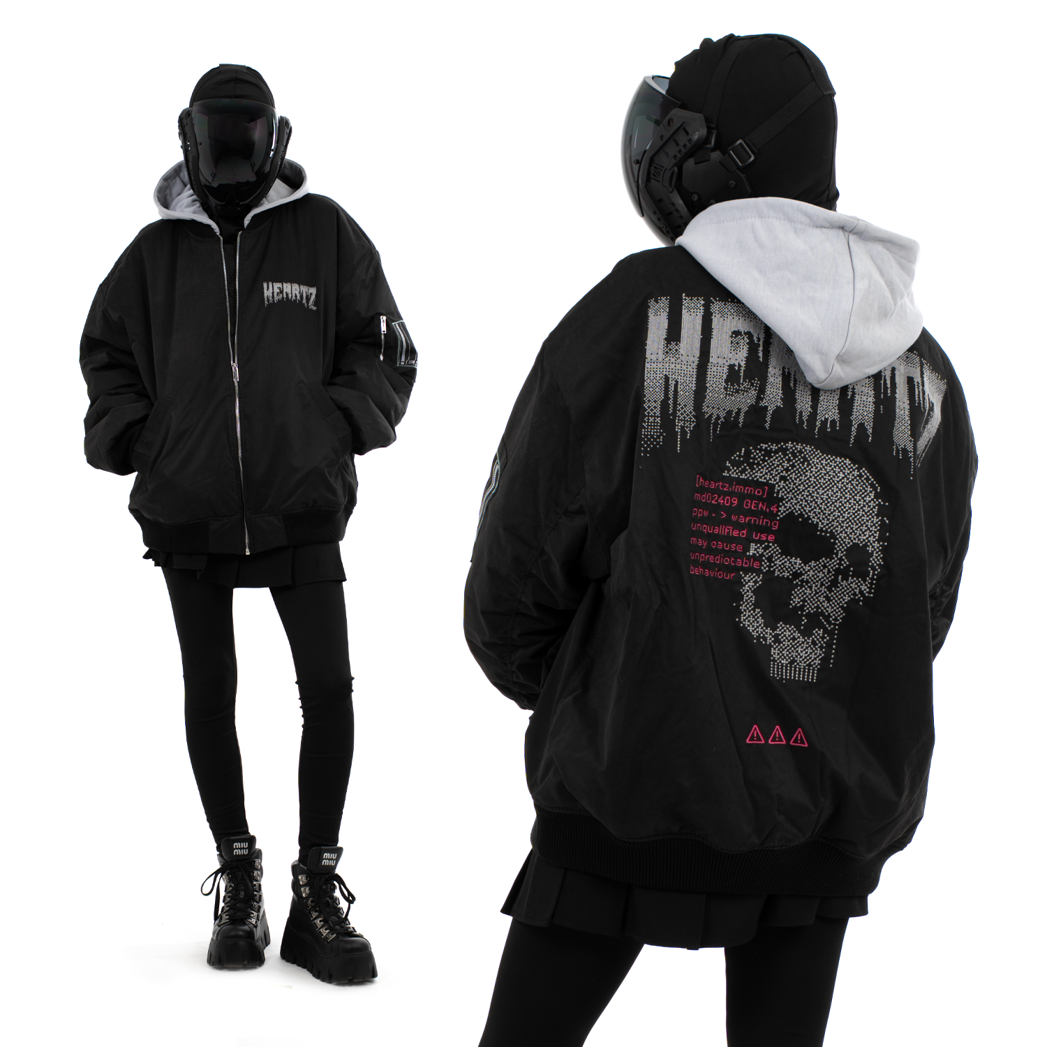 «INTRUDER V1.1» Oversized Embroidered Hooded Flight Jacket