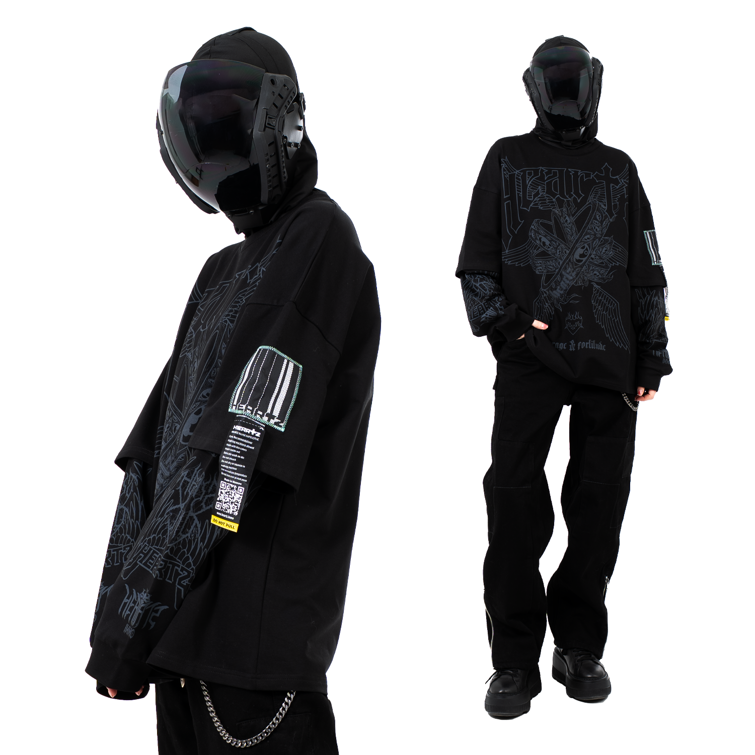 «Courage & Fortitude» Blackout Layered Kimono Longsleeve