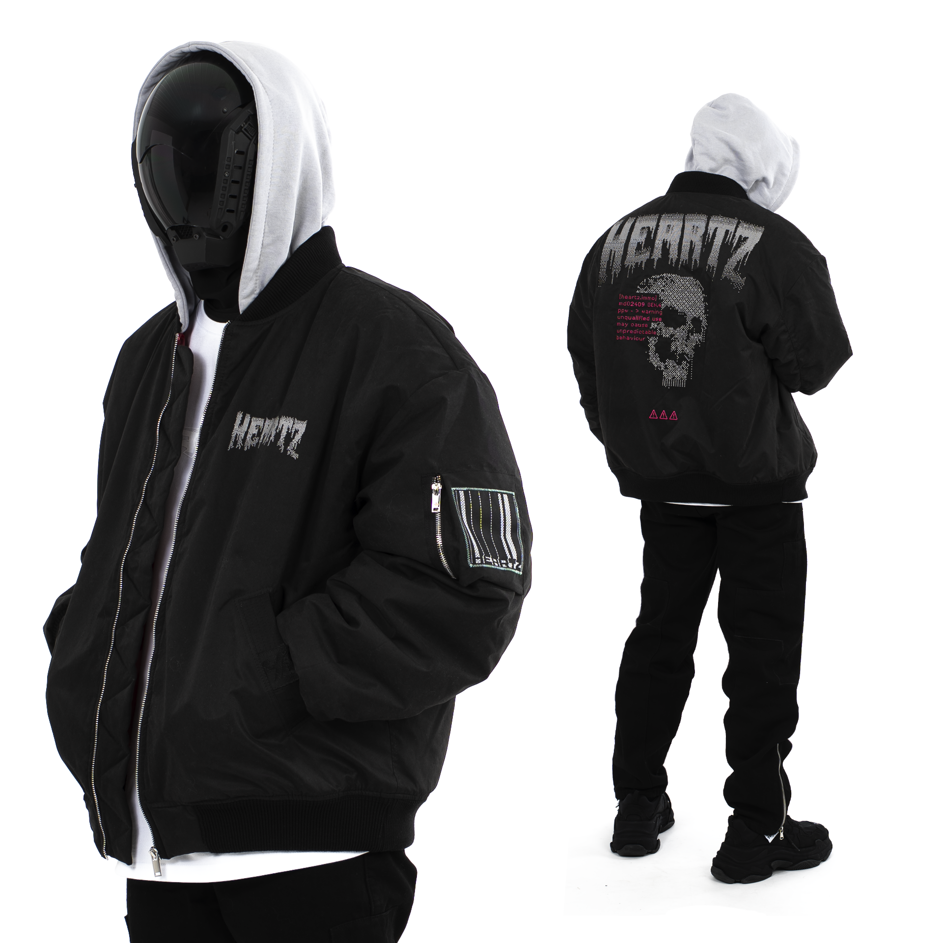 «INTRUDER V1.1» Oversized Embroidered Hooded Flight Jacket