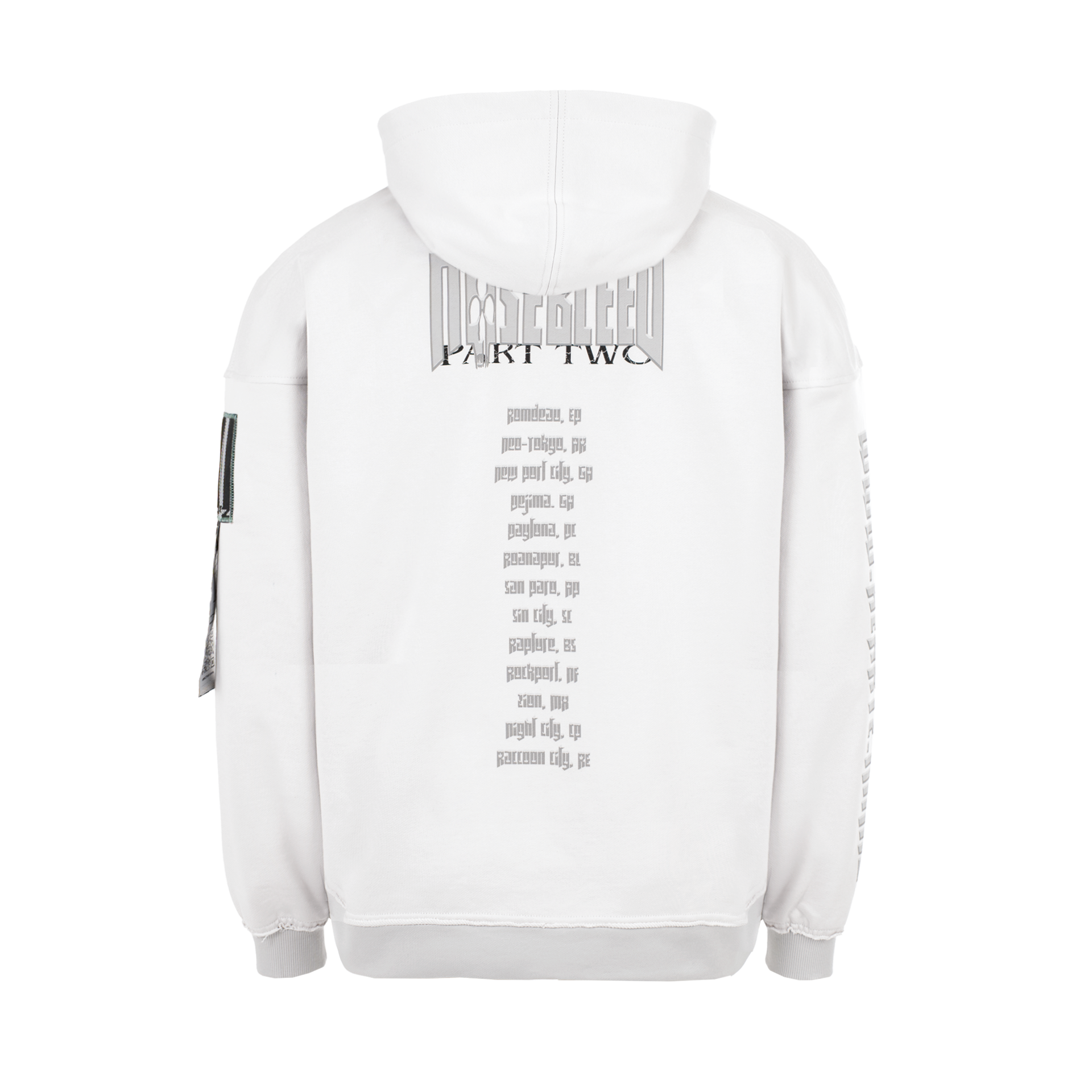 «PART-TWO:Light» Two-Tone Distressed Zip-Hoodie