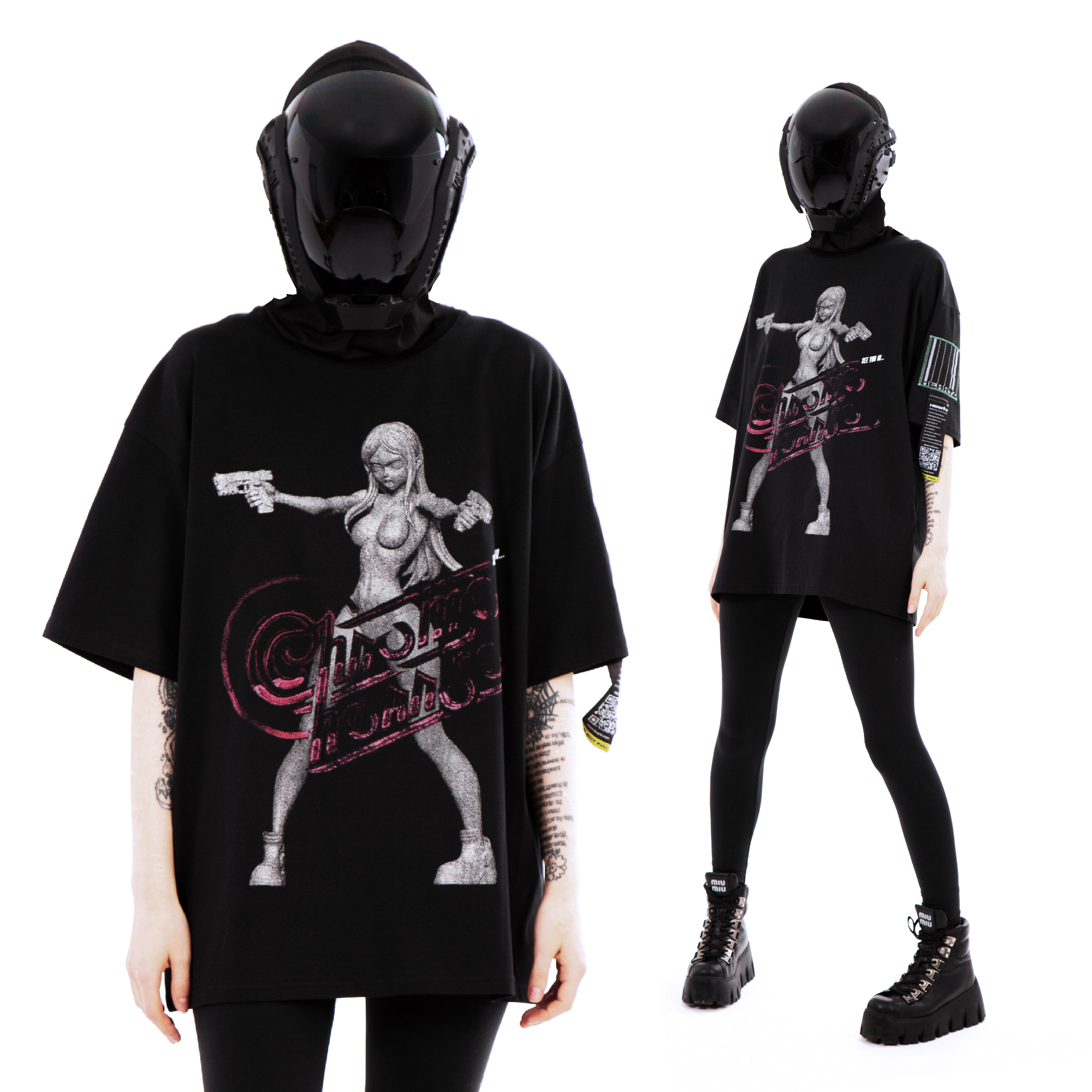 «Christine» Silver-Printed Boxy T-Shirt