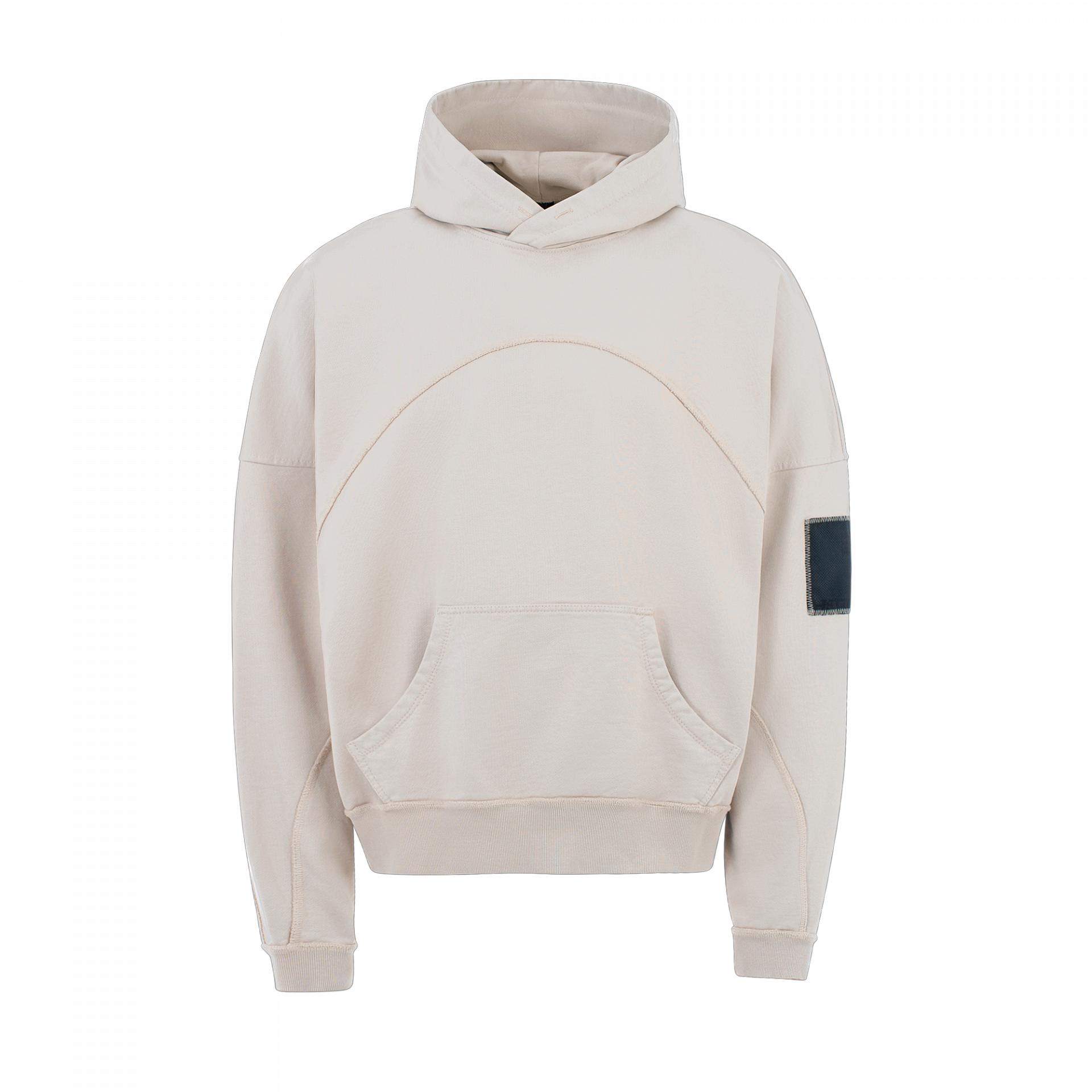 «Waveform» Warm Ivory Boxy-Fit Hoodie