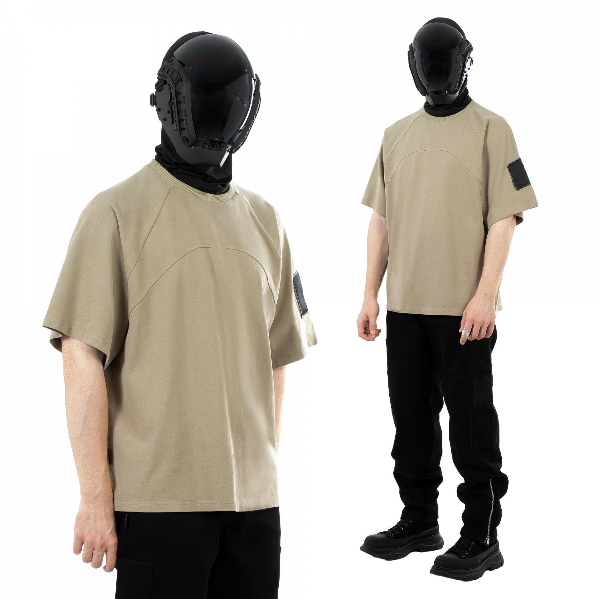 «Waveform» Sand Green Raglan Kimono T-Shirt