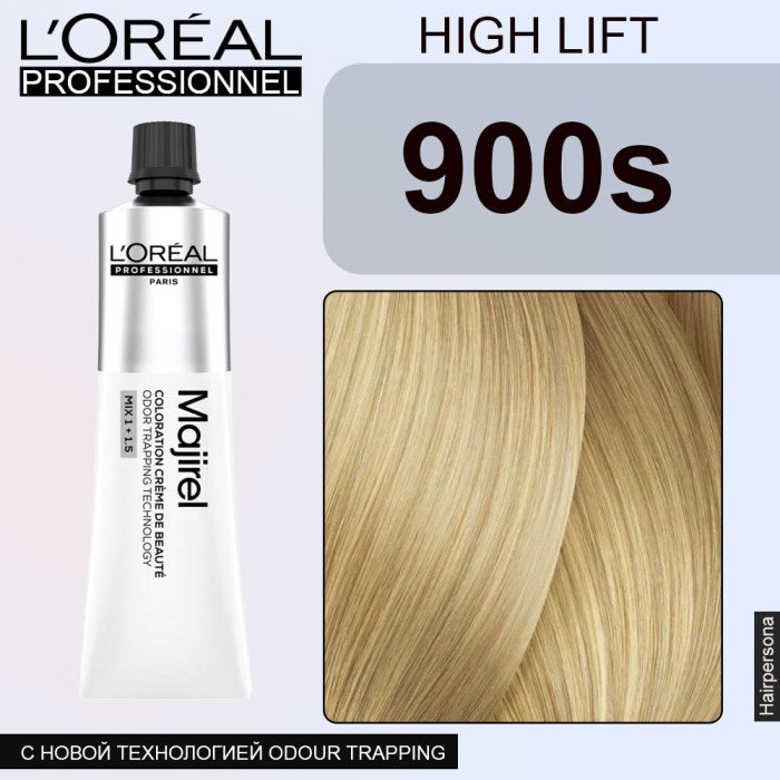 Loreal Majirel High Lift краска для волос с технологией Odour Trapping 900S Очень яркий блондин 60 мл