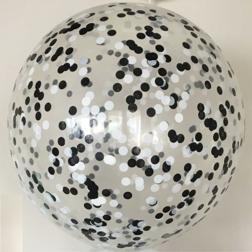 Большой шар с черно-белыми конфетти Заказ шаров с гелием с круглосуточной доставкой. Мимо Дутти, Москва