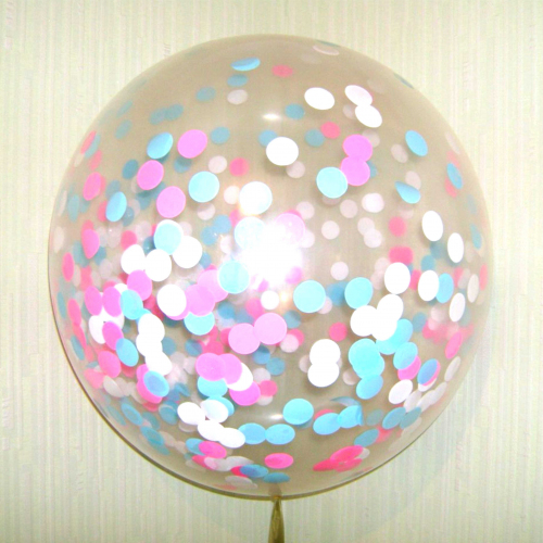 Большой шар с розово-голубыми конфетти Заказ шаров с гелием с круглосуточной доставкой. Мимо Дутти, Москва