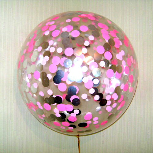 Большой шар с конфетти и надписью Заказ шаров с гелием с круглосуточной доставкой. Мимо Дутти, Москва