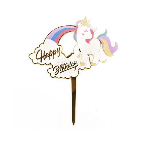 Топпер в торт Happy Birthday розовый Товары для праздника в Москве. Мимо Дутти