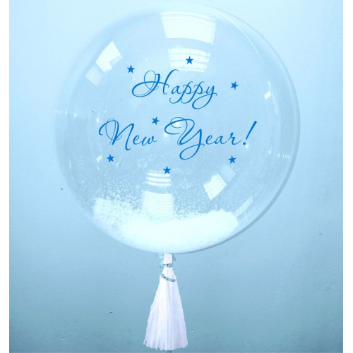 Шар на Новый год. Шар баблс со снегом Заказ шаров с гелием с круглосуточной доставкой. Мимо Дутти, Москва