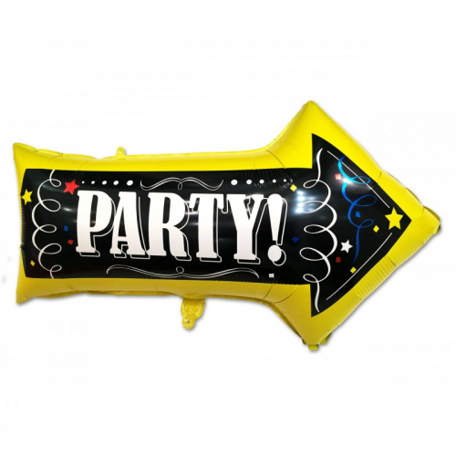 Шар в виде указателя PARTY Шары с гелием от Мимо Дутти. Москва. Круглосуточная доставка!