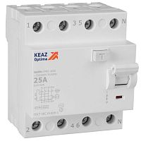 Выключатель дифференциального тока (УЗО) 4п 25А 30мА тип AC 4.5кА OptiDin DM63-4225 УХЛ4 КЭАЗ 343891 Выключатель дифференциального тока (УЗО) 4п 25А 30мА тип AC 4.5кА OptiDin DM63-4225 УХЛ4 КЭАЗ 343891