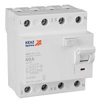 Выключатель дифференциального тока (УЗО) 4п 40А 30мА тип AC 4.5кА OptiDin DM63-4240 УХЛ4 КЭАЗ 343892 Выключатель дифференциального тока (УЗО) 4п 40А 30мА тип AC 4.5кА OptiDin DM63-4240 УХЛ4 КЭАЗ 343892