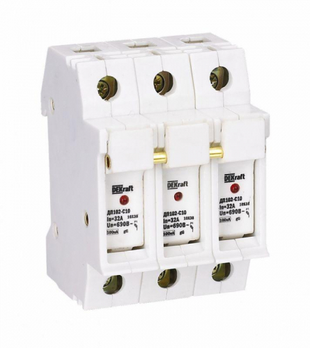 Держатель предохранительного типа C10 ДП102-С10-3Р DEKraft 21385DEK Держатель предохранительного типа C10 ДП102-С10-3Р DEKraft 21385DEK
