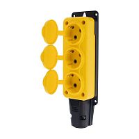 Розетка штепсельная трехместная влагозащищенная с заземл. 16А IP54 каучук желт. Rexant 111-126 Розетка штепсельная трехместная влагозащищенная с заземл. 16А IP54 каучук желт. Rexant 111-126