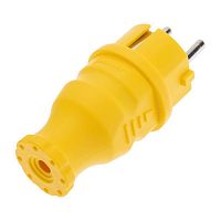 Вилка прямая влагозащищенная с заземл. 16А. IP44 каучук желт. Rexant 111-014 Вилка прямая влагозащищенная с заземл. 16А. IP44 каучук желт. Rexant 111-014
