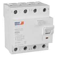 Выключатель дифференциального тока (УЗО) 4п 40А 30мА тип A 4.5кА OptiDin DM63-4240 УХЛ4 КЭАЗ 343916 Выключатель дифференциального тока (УЗО) 4п 40А 30мА тип A 4.5кА OptiDin DM63-4240 УХЛ4 КЭАЗ 343916