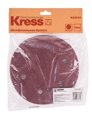 фото Листы шлифовальные 225 мм P120 (5 шт., с перфорацией) KRESS KA2034
