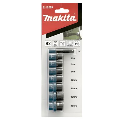 фото Набор головок ударных 1/4'' (8 шт., 6-13 мм + адаптер) MAKITA E-12289