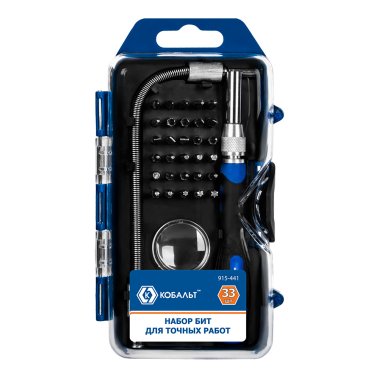 фото Набор бит для точных работ (30 бит, рукоятка, удлинитель, увелич. стекло) КОБАЛЬТ 915-441