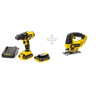 фото Набор аккумуляторного инструмента STANLEY 18 В Дрель + Лобзик SCD20S2KJIG-RK