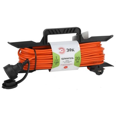 фото Удлинитель 20 м UFx-1-2х0.75-20m-IP44 (2х0.75, ПВС, на рамке, б/з, 1 гн., силовой) ЭРА УТ000102408