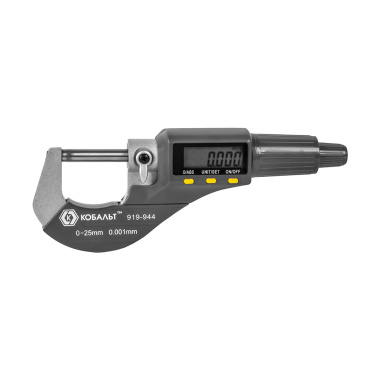 фото Микрометр цифровой 0 - 25 мм (точность 0,01 мм, кейс) КОБАЛЬТ 919-944