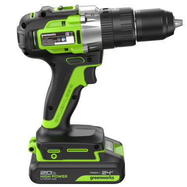 фото Дрель-шуруповерт аккумуляторная ударная GREENWORKS GD24DD60 3704107CUC