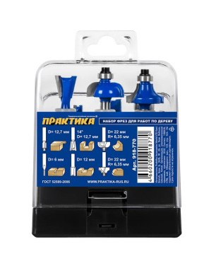 фото Набор фрез по дереву, 6 шт. (хвостовик 6 мм) ПРАКТИКА 918-770