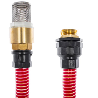 фото Шланг для воды всасывающий 25 мм, 4 м, резьба 1'', латунный клапан QUATTRO ELEMENTI 244-896