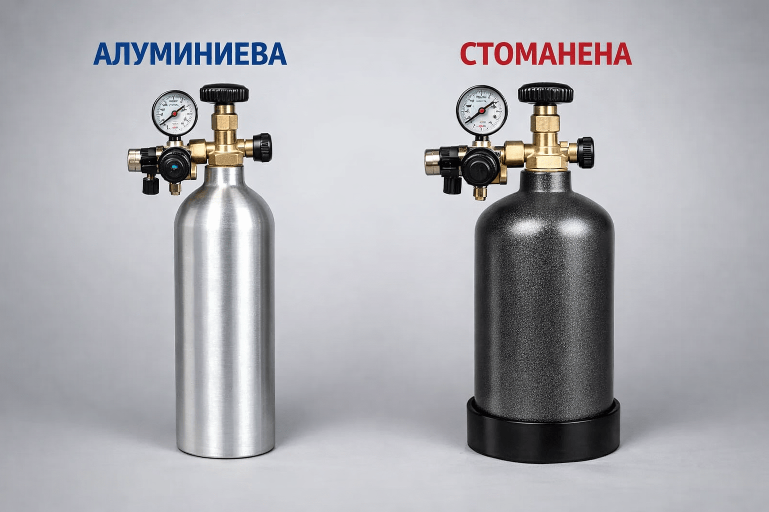 Алуминиева и стоманена CO₂ бутилка за аквариум Сравнение между алуминиева и стоманена бутилка за CO₂ за растителен аквариум