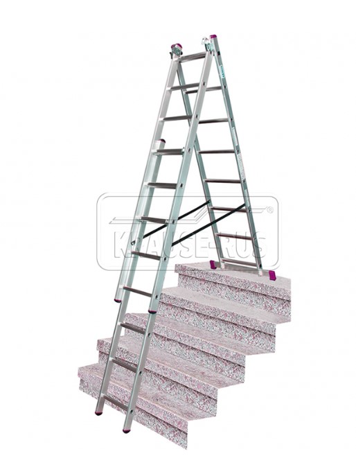 Трехсекционная лестница Krause Corda 3 х 8 ступеней с функцией лестничных пролетов