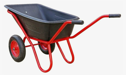 Тачка строительная 2х-колесная усиленная рама с поддержкой  110л, антиударная, пневмо Премиум 3,25/8