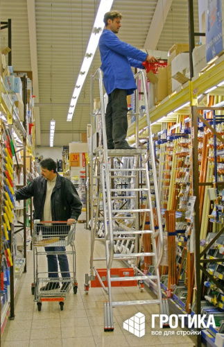 Лестница с платформой Krause Stabilo Vario 5 ступеней, траверса 750 передвижная