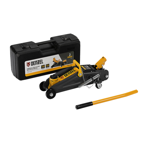 Домкрат гидравлический подкатной с фиксатором 2 т, 130-330 мм, в кейсе Denzel арт.51154