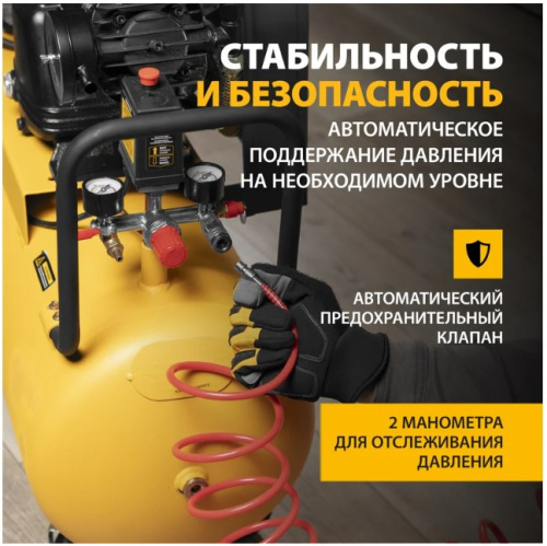 Воздушный компрессор с ременным приводом DENZEL BCW3000-T/100, 3,0 кВт, 100 литров, 520 л/мин 58118