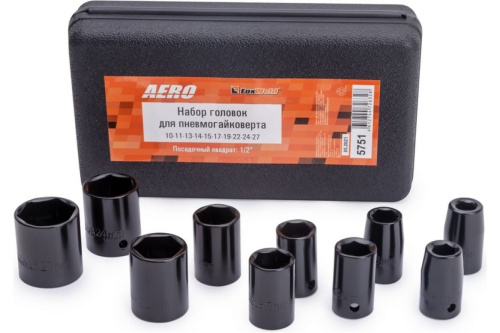 Набор торцевых головок (10-27 мм; 1/2"; 10 шт.) Foxweld AERO