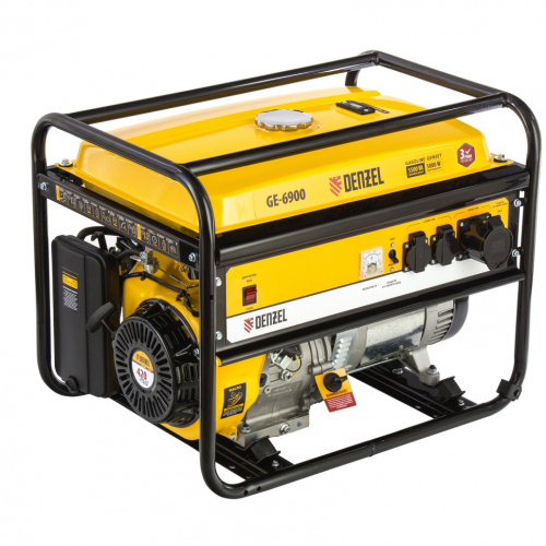 Генератор бензиновый Denzel GE 6900 5,0 кВт, 5500ВА,  ручной стартер