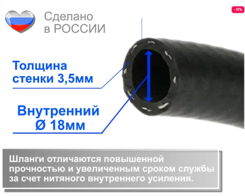 Шланг резиновый (экструзионный каучук) армированный нитью 20мм 30м