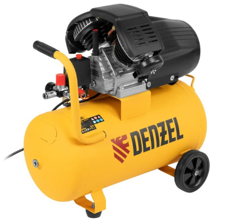 Воздушный компрессор Denzel прямой привод, dcv1800/50, 1,8 квт, 50 литров, 320 л/мин 58168
