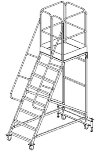 Лестница с площадкой ЛСА-4,0  Нпл=4,0м (800х800мм), ступень 160мм, с колесами